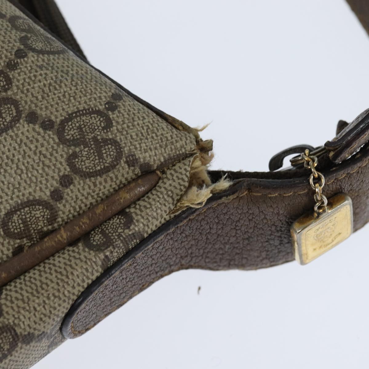 GUCCI GG Supreme Shoulder Bag PVC Beige Gold Auth 149980