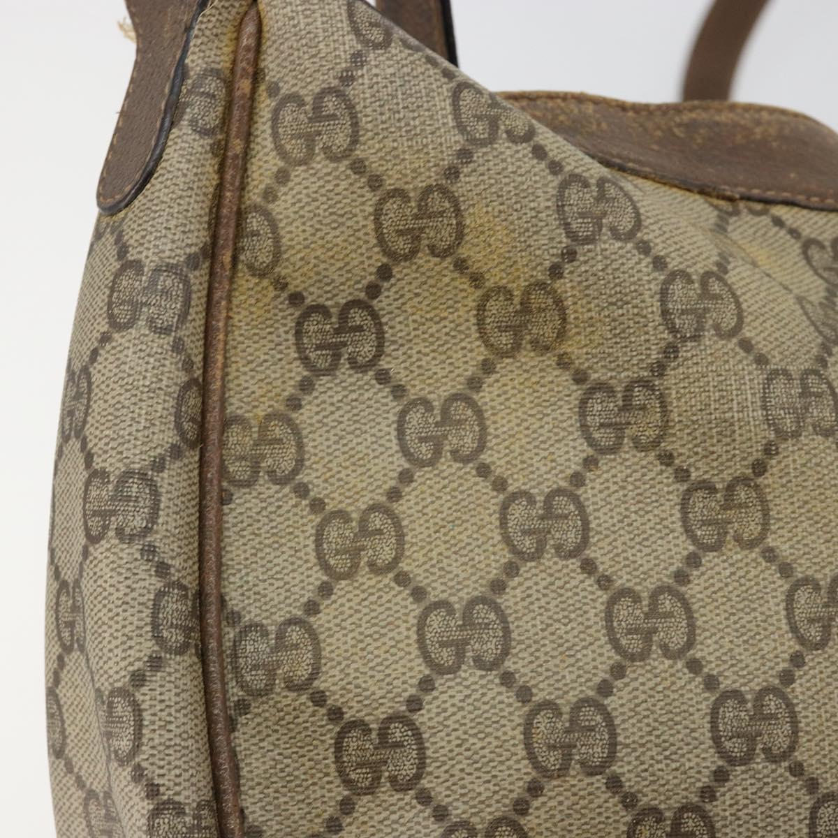 GUCCI GG Supreme Shoulder Bag PVC Beige Gold Auth 149980