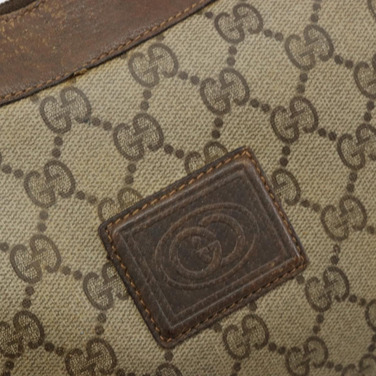 GUCCI GG Supreme Shoulder Bag PVC Beige Gold Auth 149980