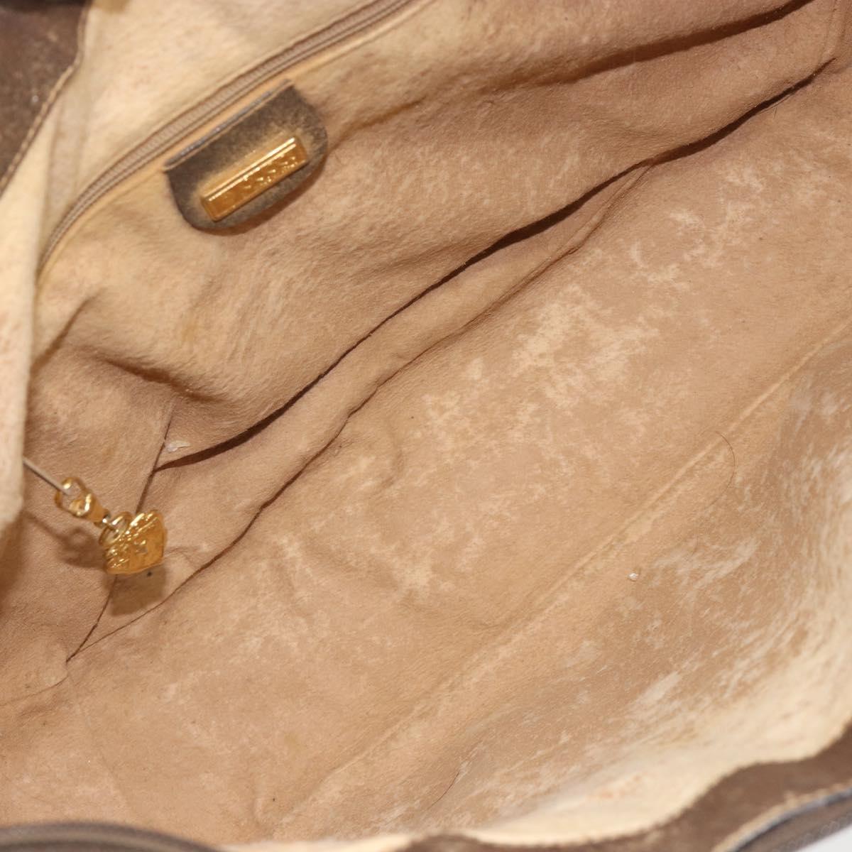 GUCCI GG Supreme Shoulder Bag PVC Beige Gold Auth 149980