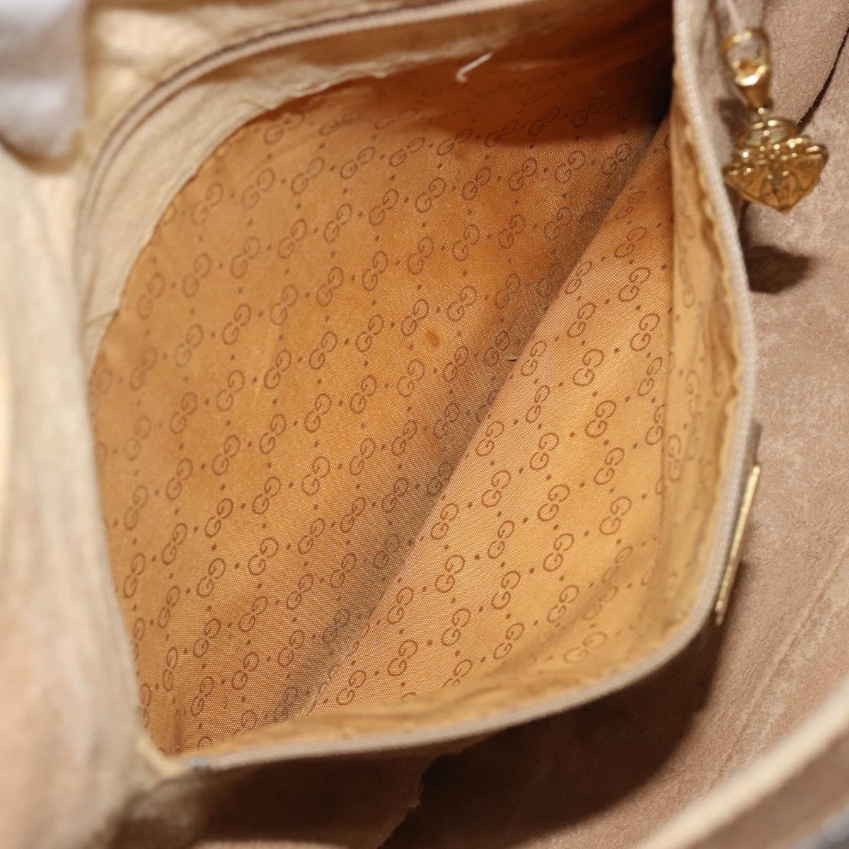GUCCI GG Supreme Shoulder Bag PVC Beige Gold Auth 149980