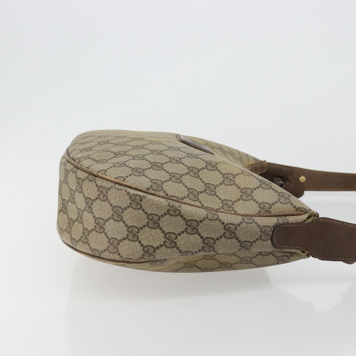 GUCCI GG Supreme Shoulder Bag PVC Beige Gold Auth 149980