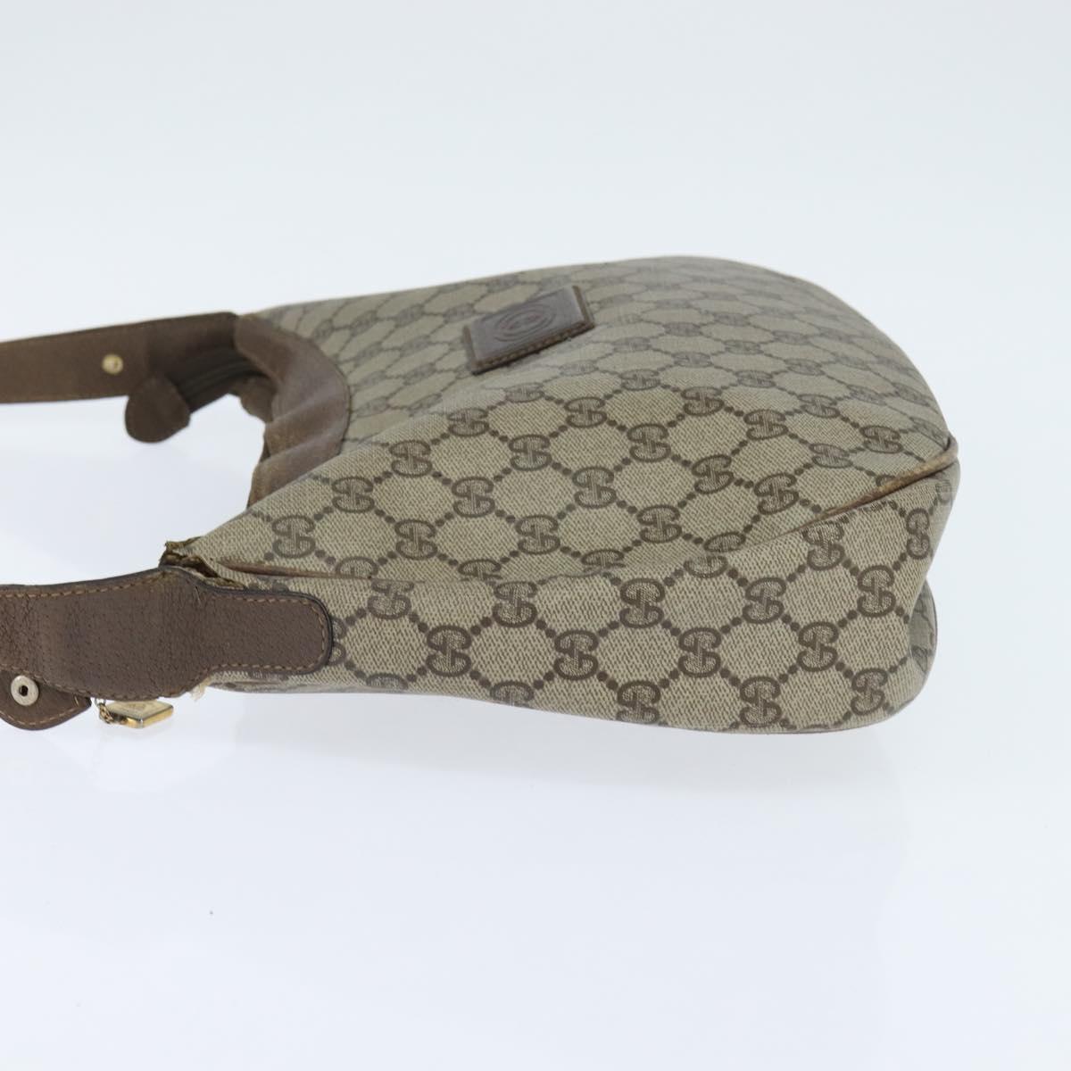 GUCCI GG Supreme Shoulder Bag PVC Beige Gold Auth 149980