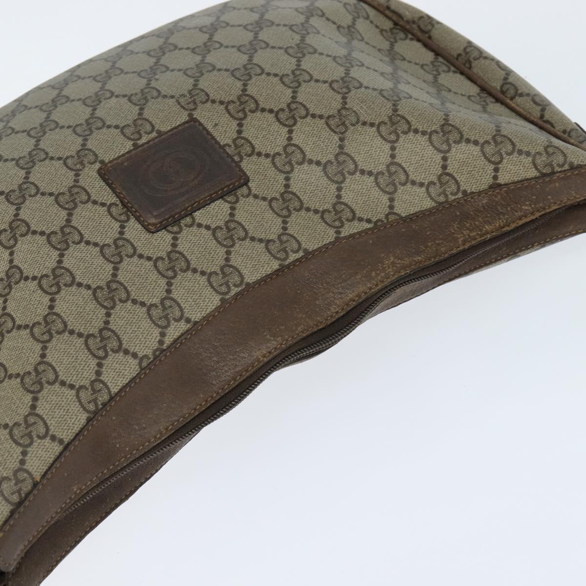 GUCCI GG Supreme Shoulder Bag PVC Beige Gold Auth 149980