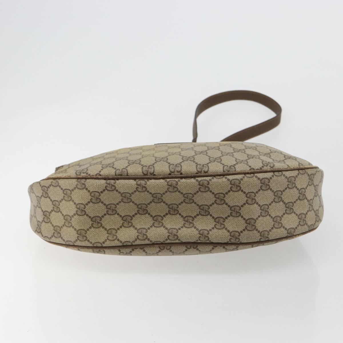 GUCCI GG Supreme Shoulder Bag PVC Beige Gold Auth 149980