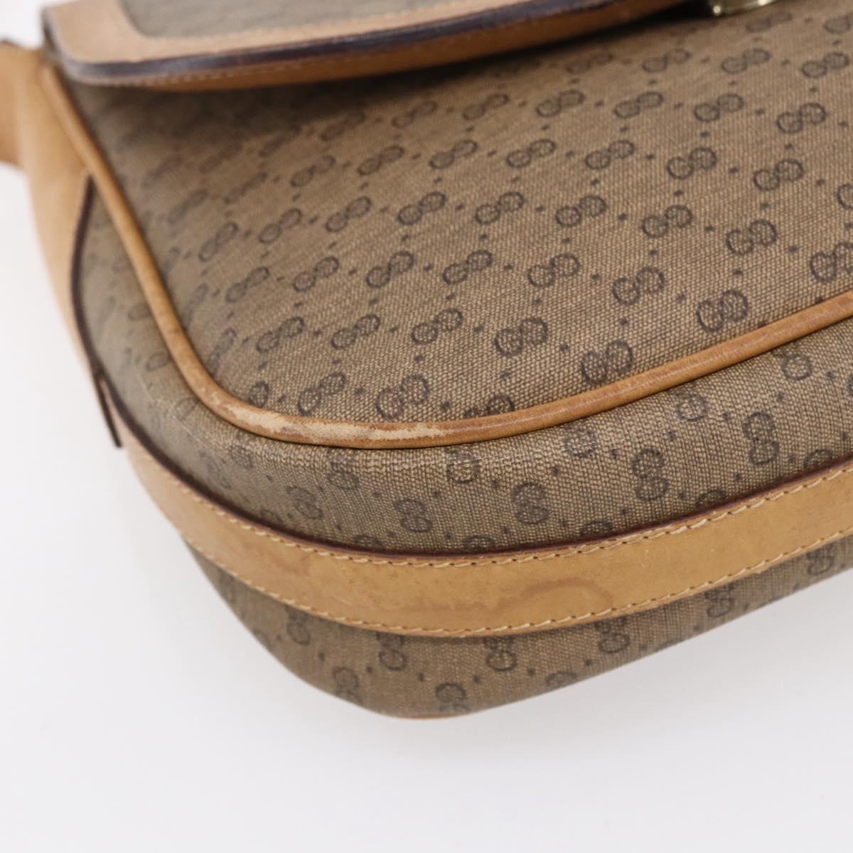 GUCCI Micro GG Supreme Shoulder Bag PVC Beige Gold Auth 149981