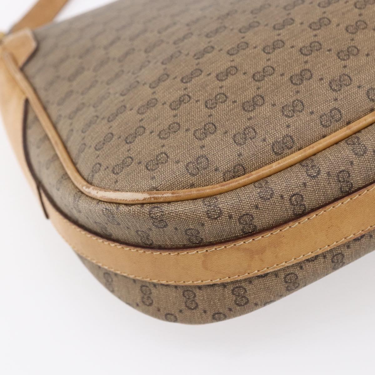GUCCI Micro GG Supreme Shoulder Bag PVC Beige Gold Auth 149981