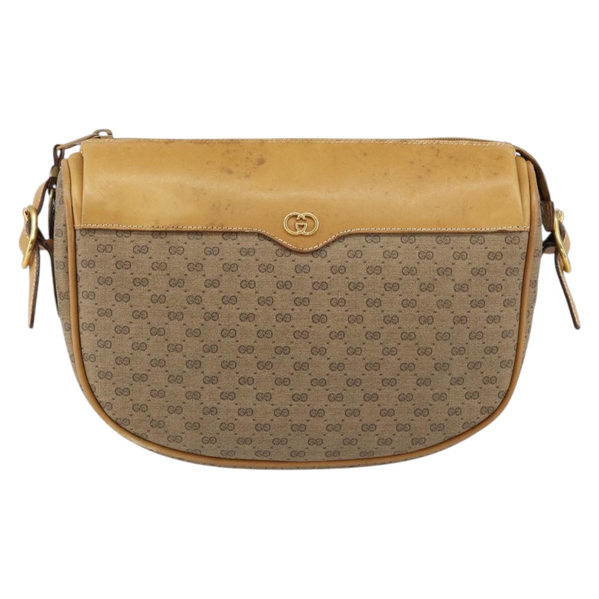 GUCCI Micro GG Supreme Shoulder Bag PVC Beige Gold 001 58 4001 Auth 149982