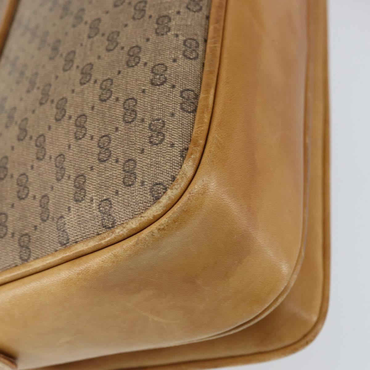 GUCCI Micro GG Supreme Shoulder Bag PVC Beige Gold Auth 149983