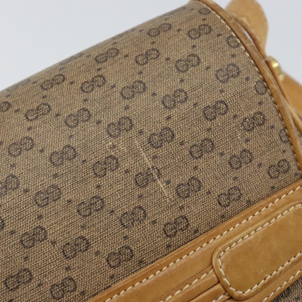 GUCCI Micro GG Supreme Shoulder Bag PVC Beige Gold Auth 149983