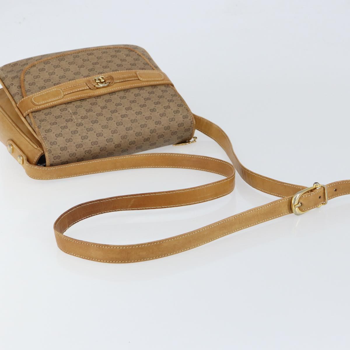 GUCCI Micro GG Supreme Shoulder Bag PVC Beige Gold Auth 149983