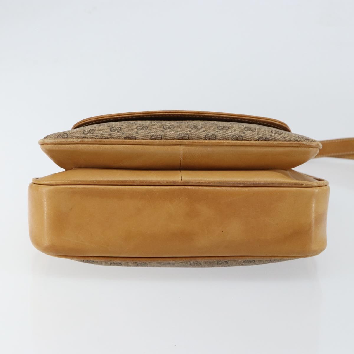 GUCCI Micro GG Supreme Shoulder Bag PVC Beige Gold Auth 149983