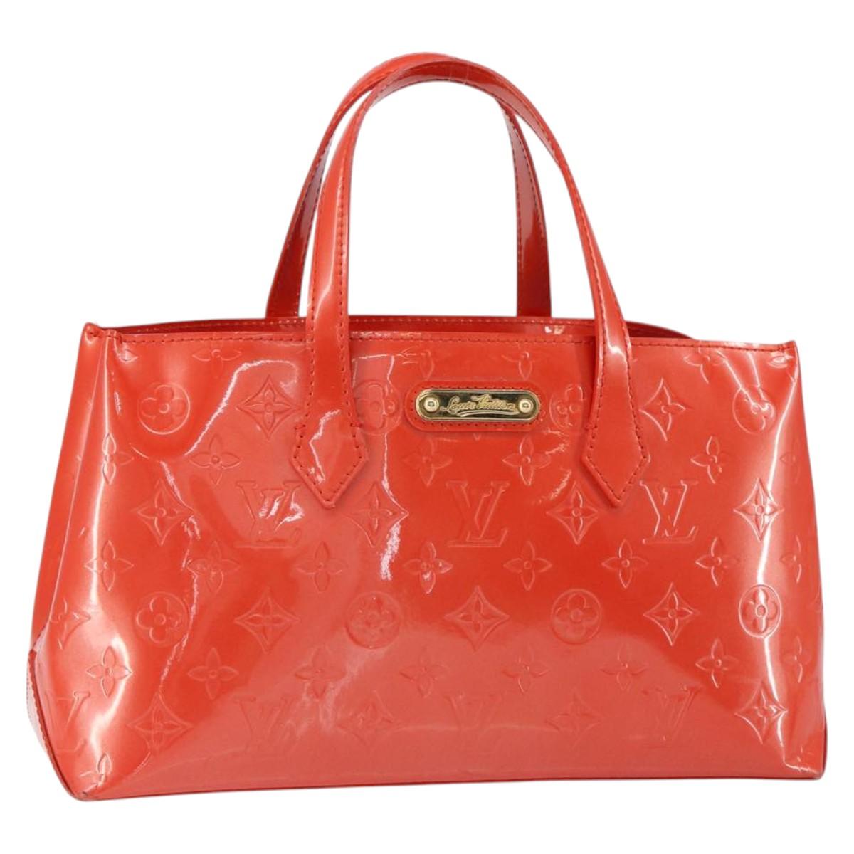 LOUIS VUITTON Vernis Bluebird Wilshire PM Bag Orenge Sunset M93644 Auth 149996