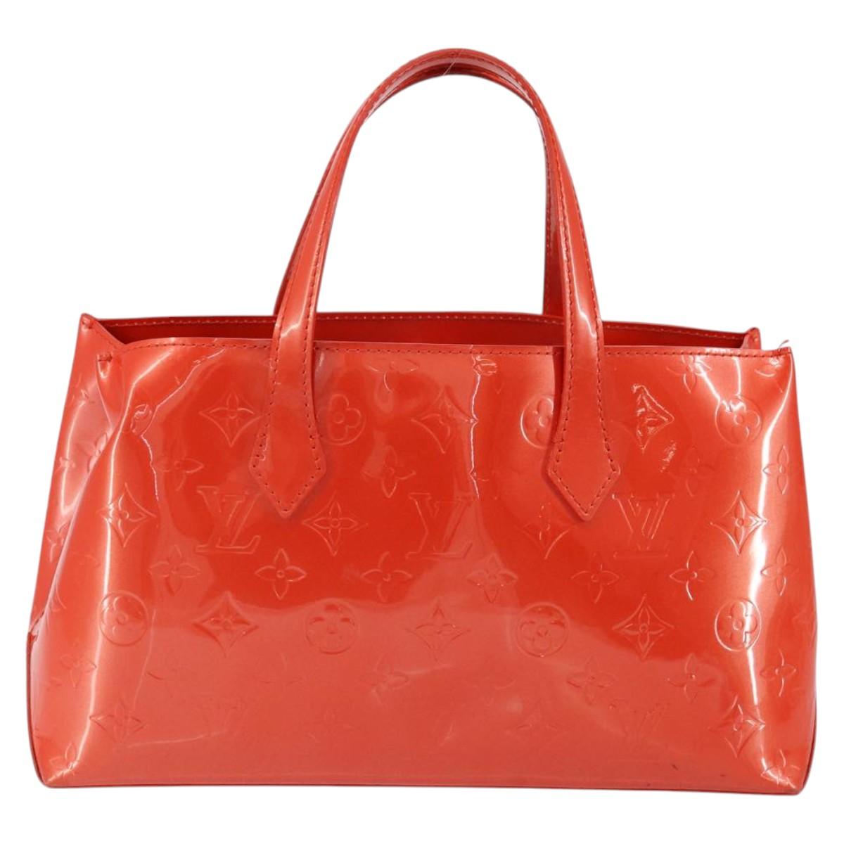 LOUIS VUITTON Vernis Bluebird Wilshire PM Bag Orenge Sunset M93644 Auth 149996