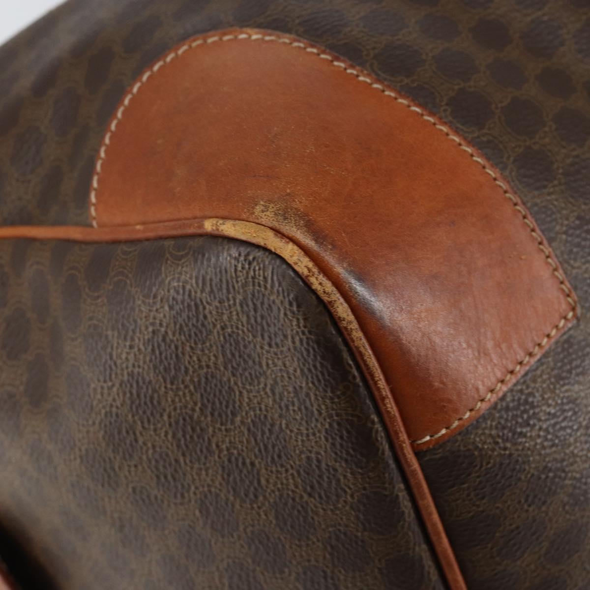 CELINE Macadam Canvas Boston Bag PVC Brown Gold Auth 149998