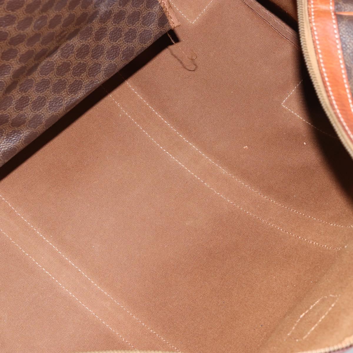 CELINE Macadam Canvas Boston Bag PVC Brown Gold Auth 149998