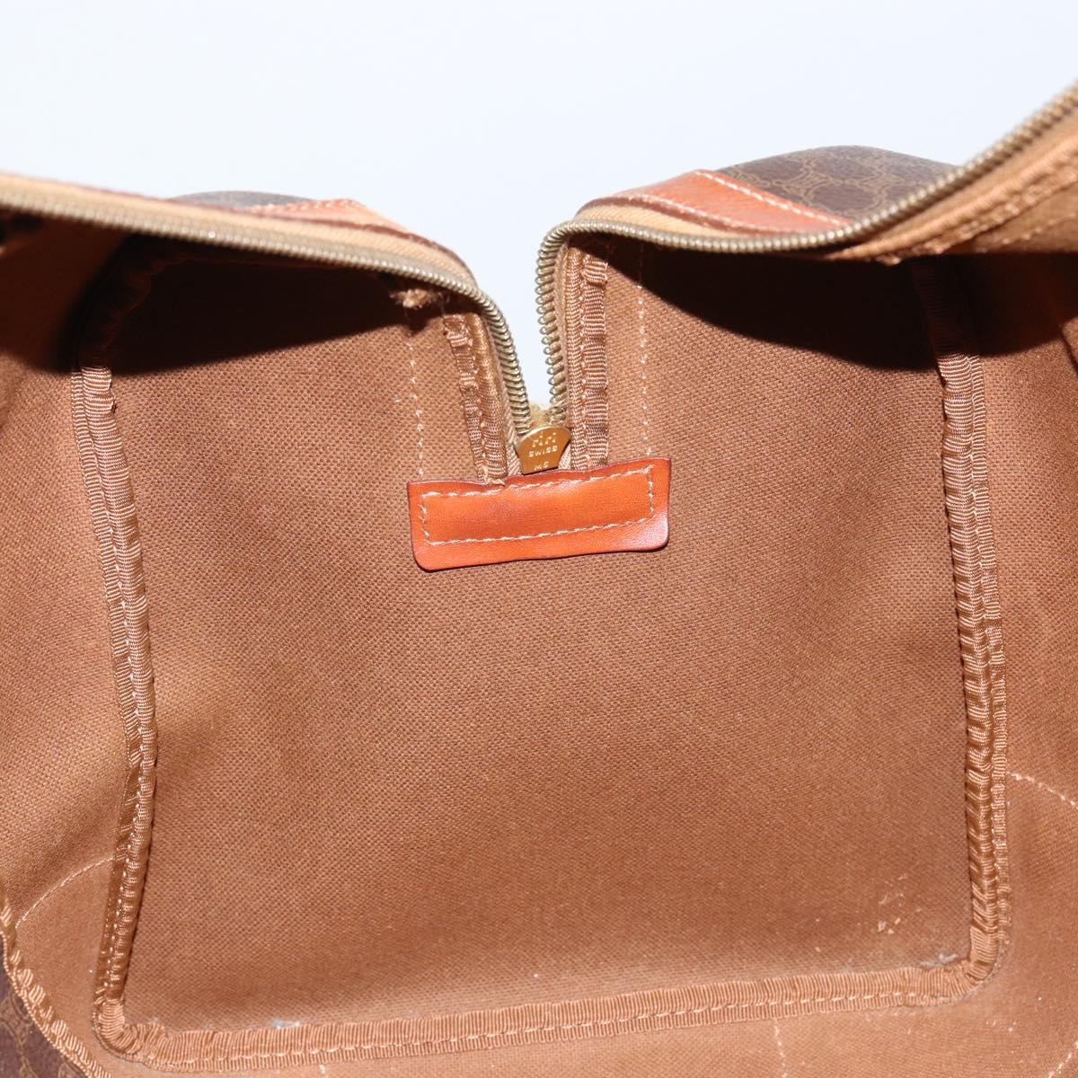 CELINE Macadam Canvas Boston Bag PVC Brown Gold Auth 149998