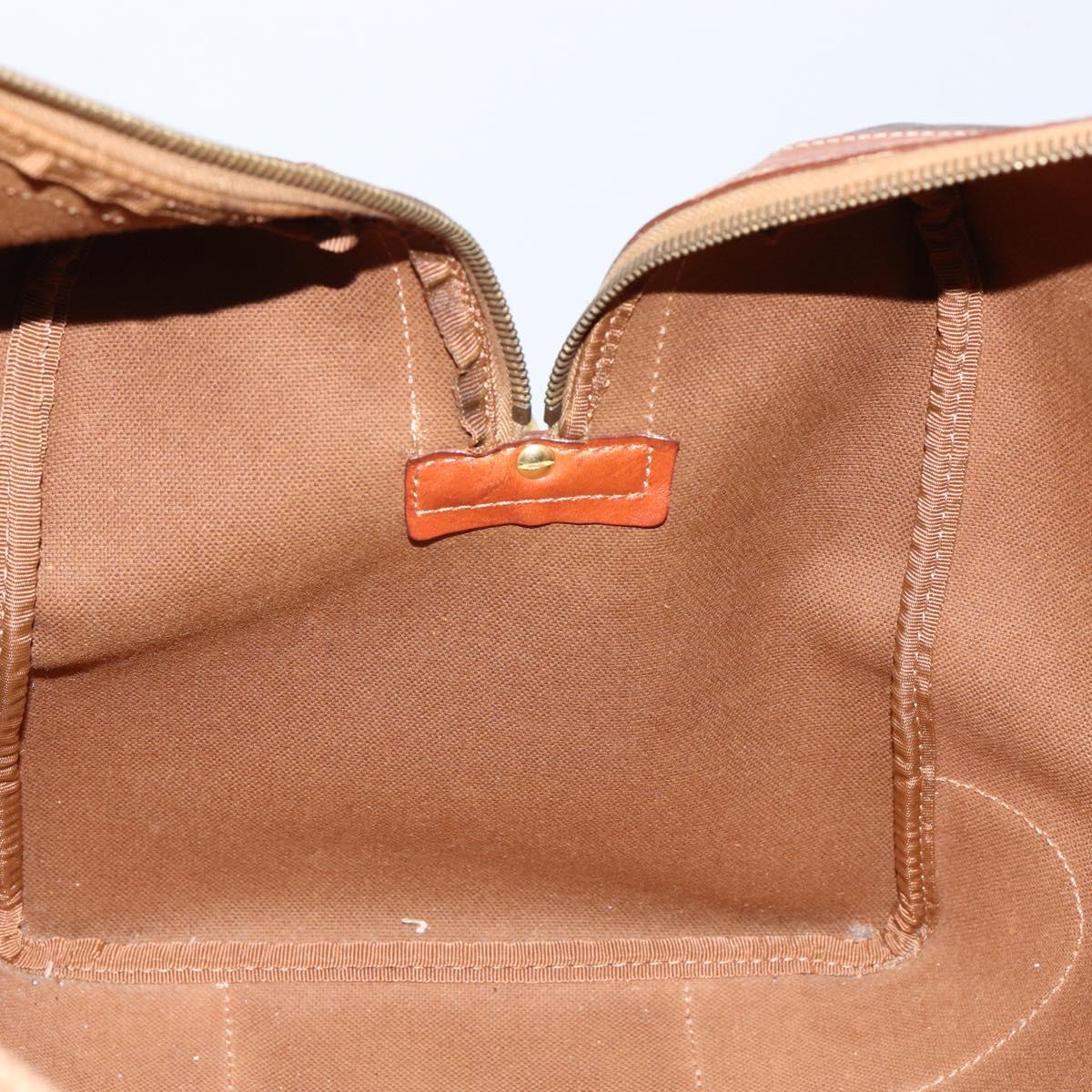 CELINE Macadam Canvas Boston Bag PVC Brown Gold Auth 149998