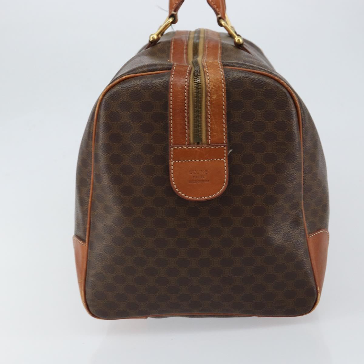 CELINE Macadam Canvas Boston Bag PVC Brown Gold Auth 149998