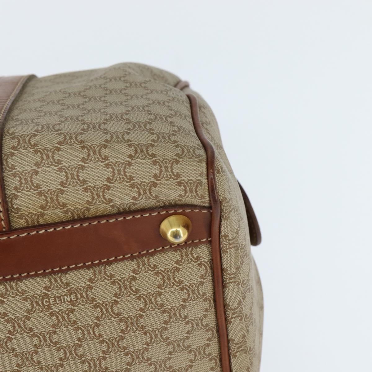 CELINE Macadam Canvas Boston Bag PVC Beige Gold Auth 149999
