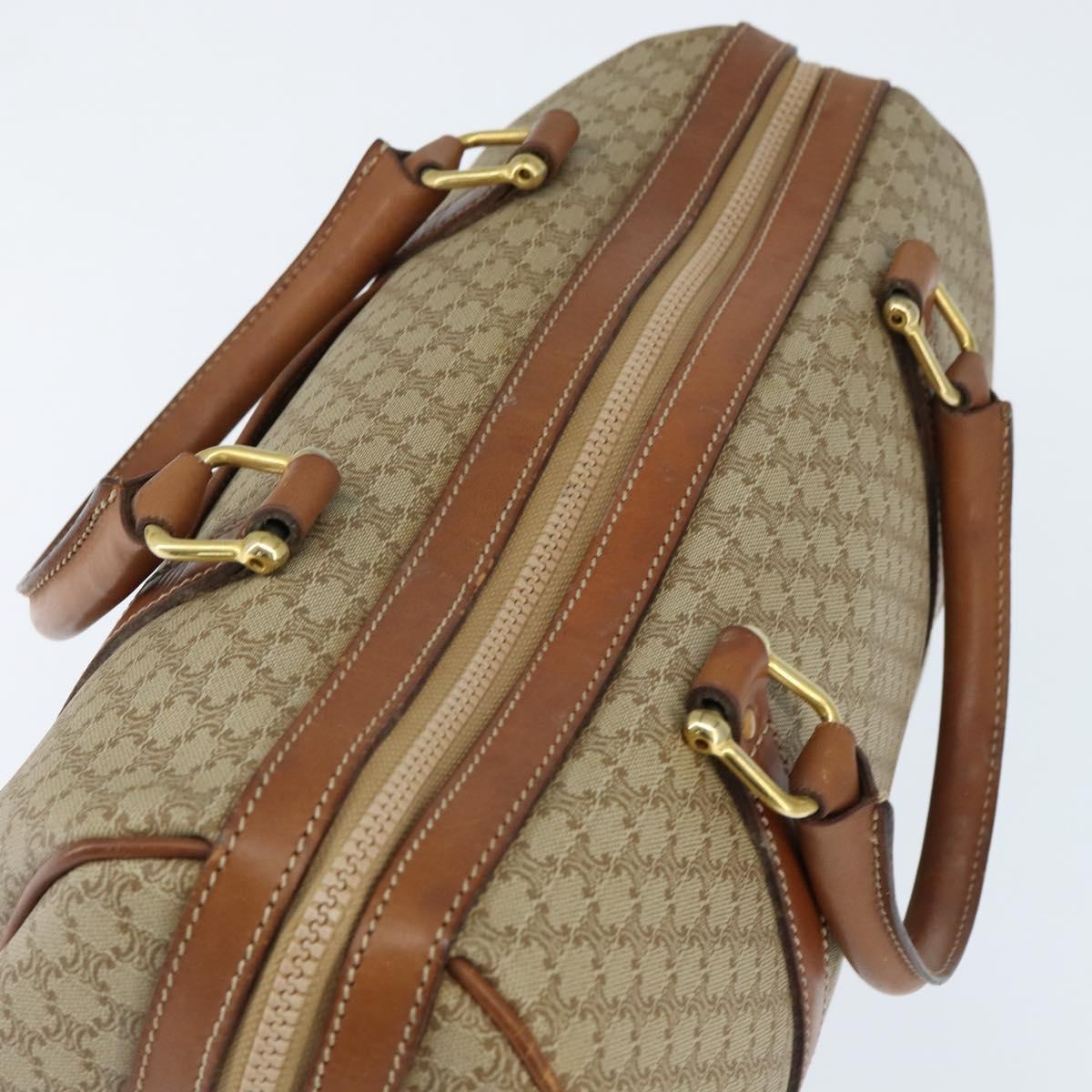 CELINE Macadam Canvas Boston Bag PVC Beige Gold Auth 149999