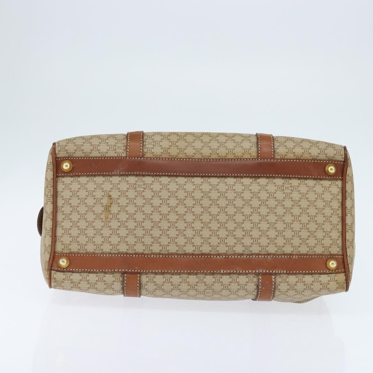 CELINE Macadam Canvas Boston Bag PVC Beige Gold Auth 149999