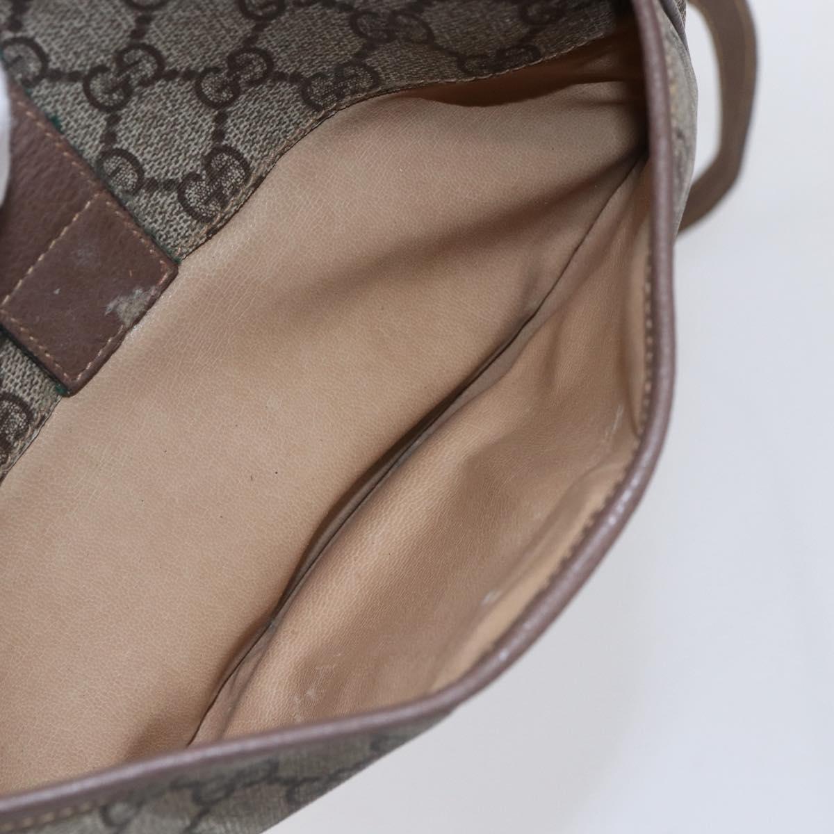 GUCCI GG Supreme Web Sherry Line Bag PVC Beige Gold 001 123 6177 Auth 150000