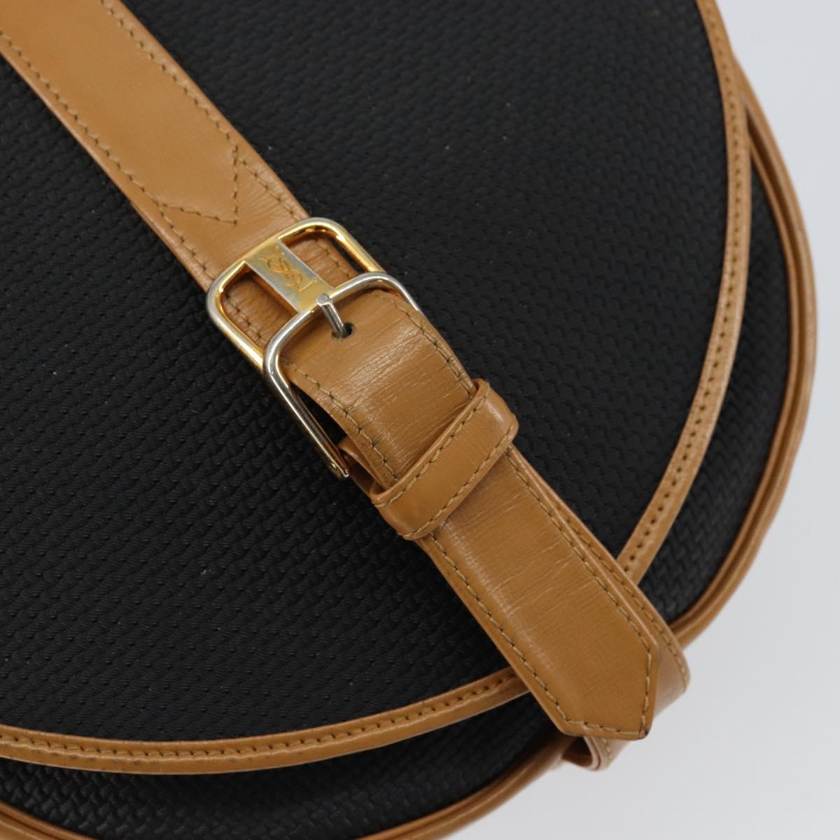 SAINT LAURENT Shoulder Bag PVC Leather Black Gold Auth 150003