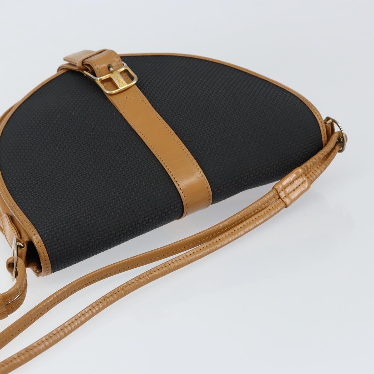 SAINT LAURENT Shoulder Bag PVC Leather Black Gold Auth 150003