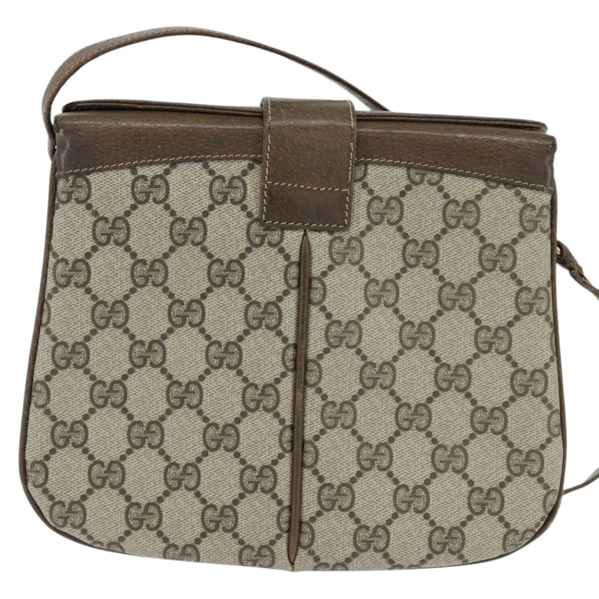 GUCCI GG Supreme Web Sherry Line Bag PVC Beige Gold 86 02 037 Auth 150020