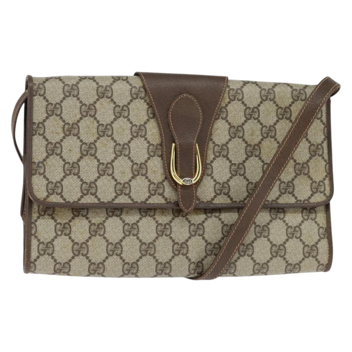 GUCCI GG Supreme Shoulder Bag PVC Beige Gold 89 02 050 Auth 150021