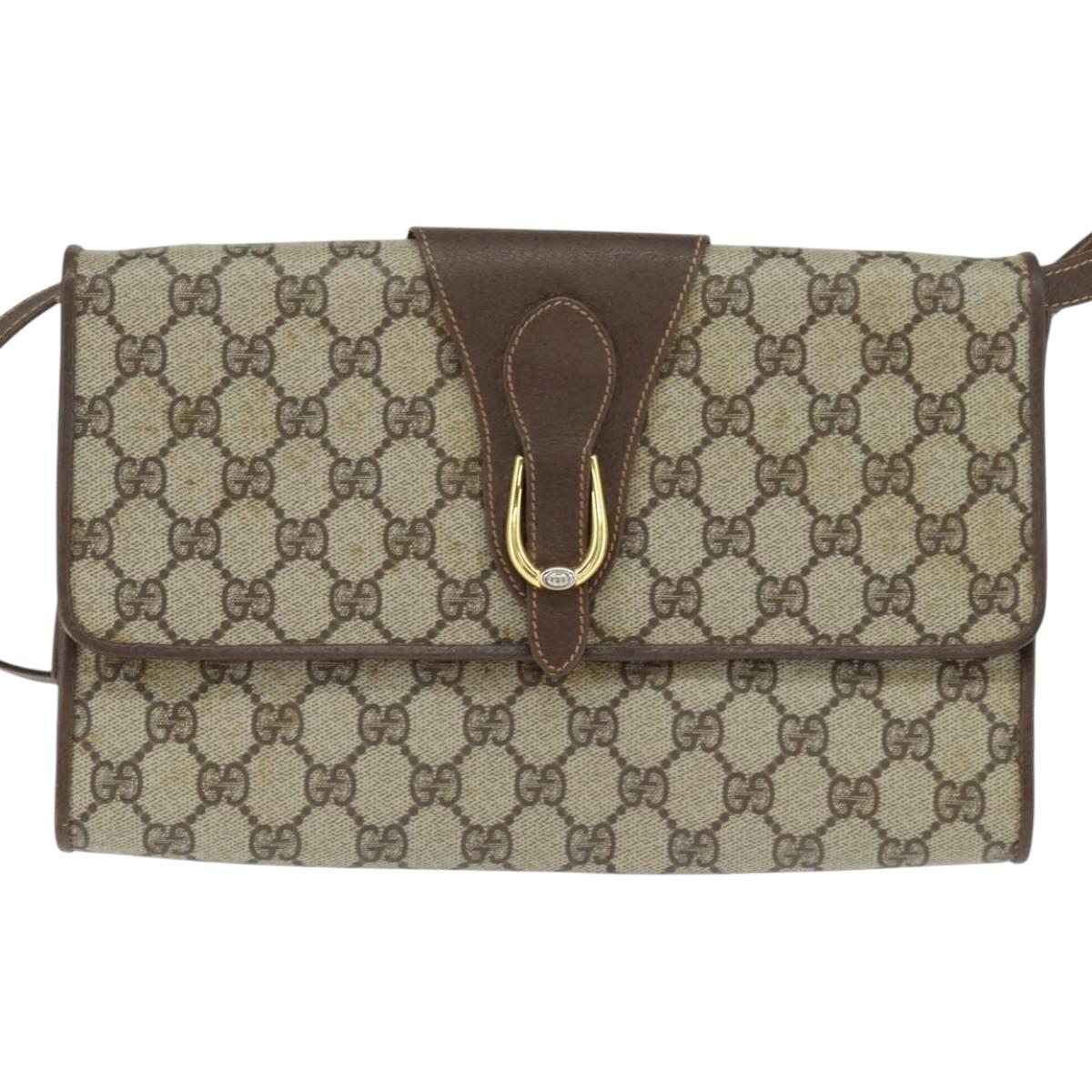 GUCCI GG Supreme Shoulder Bag PVC Beige Gold 89 02 050 Auth 150021