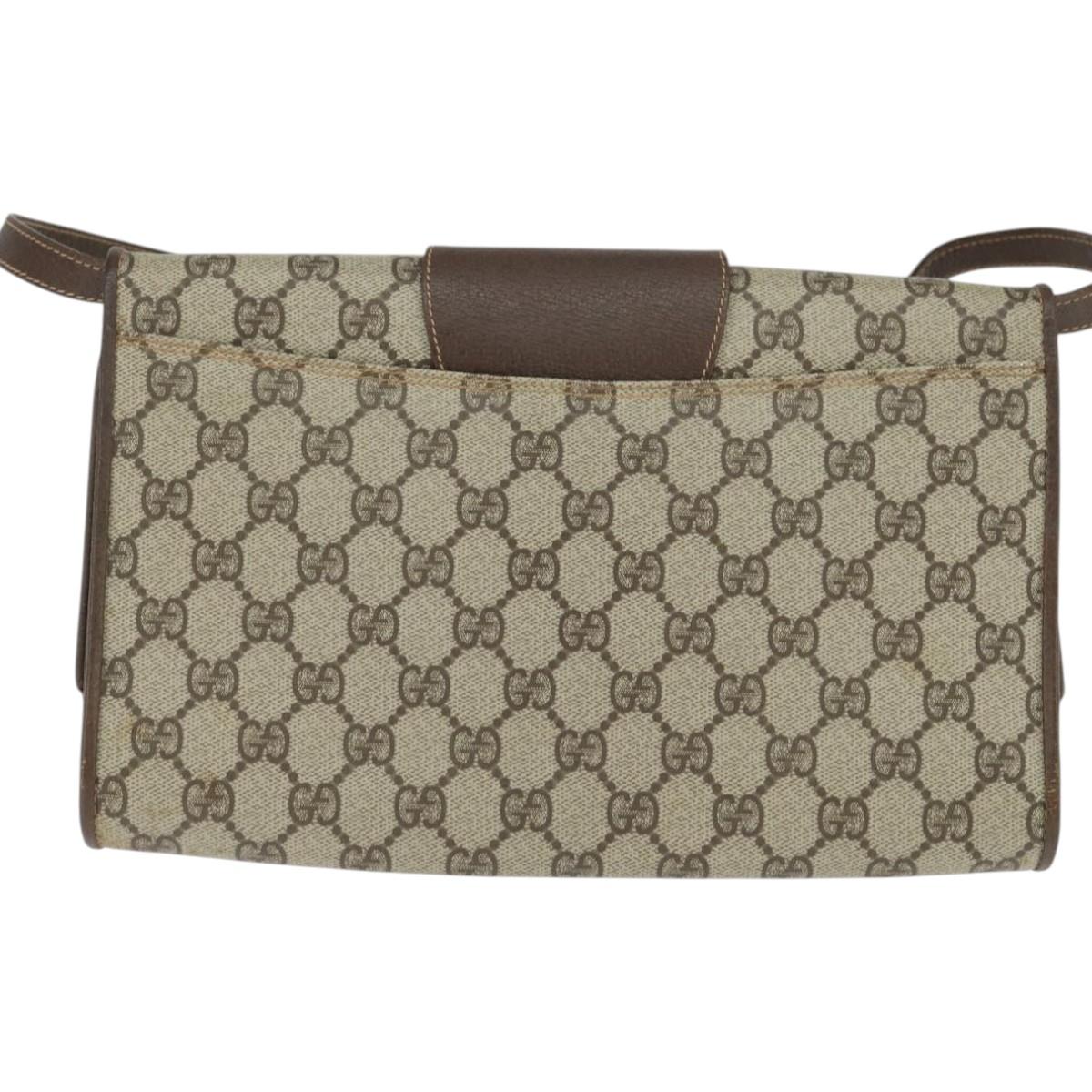 GUCCI GG Supreme Shoulder Bag PVC Beige Gold 89 02 050 Auth 150021