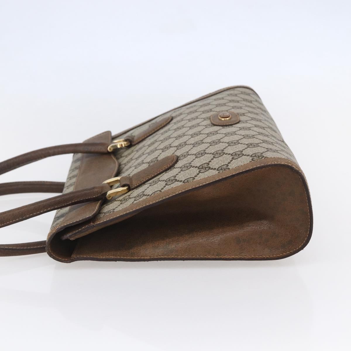 GUCCI GG Supreme Hand Bag PVC Beige Gold Auth 150024