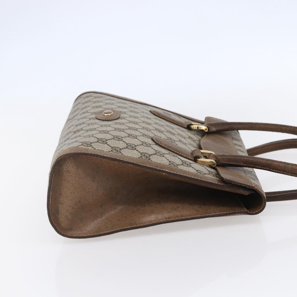 GUCCI GG Supreme Hand Bag PVC Beige Gold Auth 150024