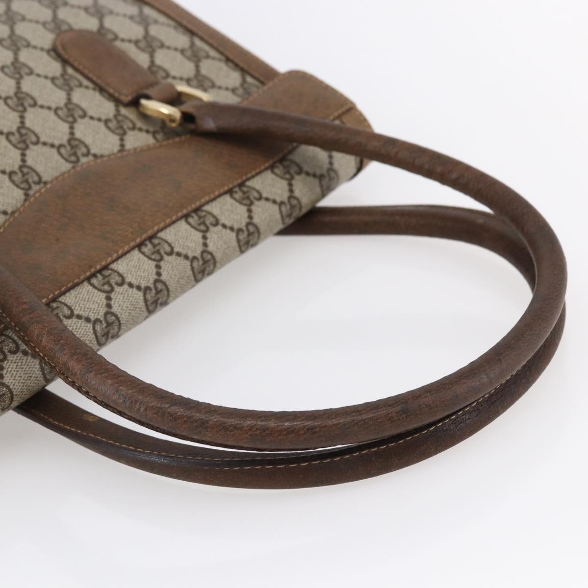 GUCCI GG Supreme Hand Bag PVC Beige Gold Auth 150024