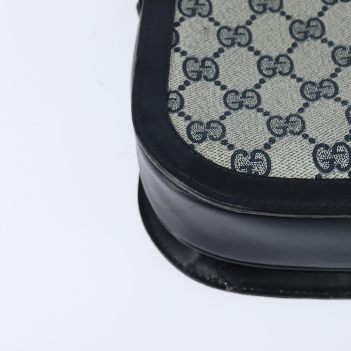 GUCCI GG Supreme Shoulder Bag PVC Navy Gold Auth 150027