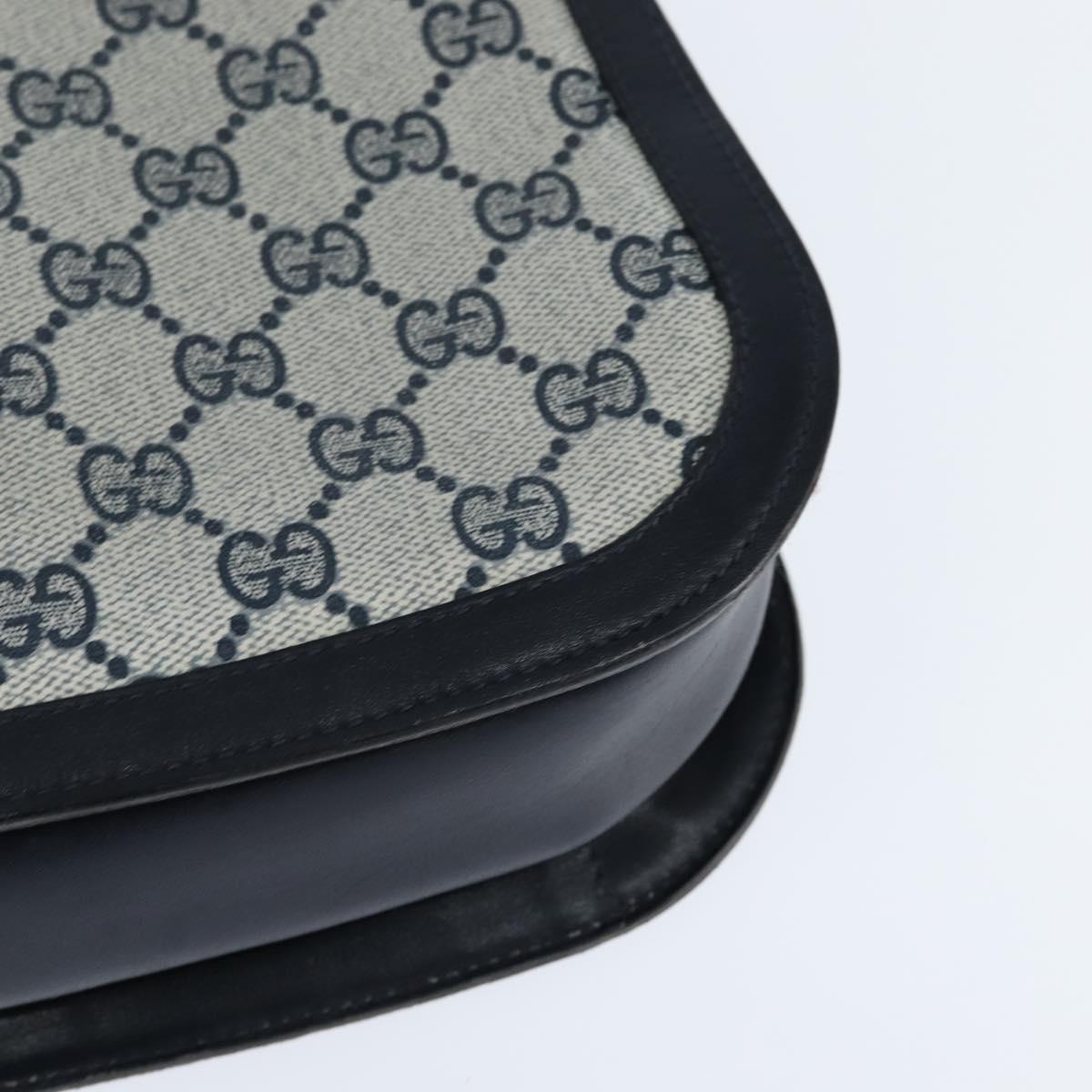 GUCCI GG Supreme Shoulder Bag PVC Navy Gold Auth 150027