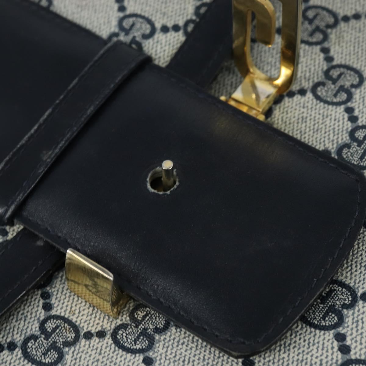 GUCCI GG Supreme Shoulder Bag PVC Navy Gold Auth 150027