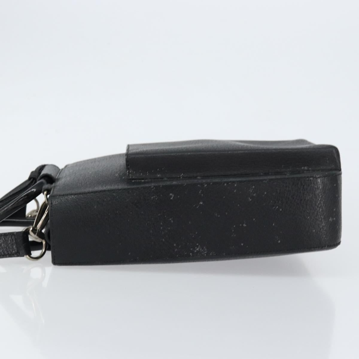 GUCCI Horsebit Hand Bag Leather 2way Black 002 1118 0463 Auth 150030