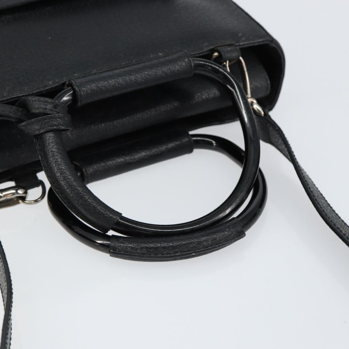 GUCCI Horsebit Hand Bag Leather 2way Black 002 1118 0463 Auth 150030