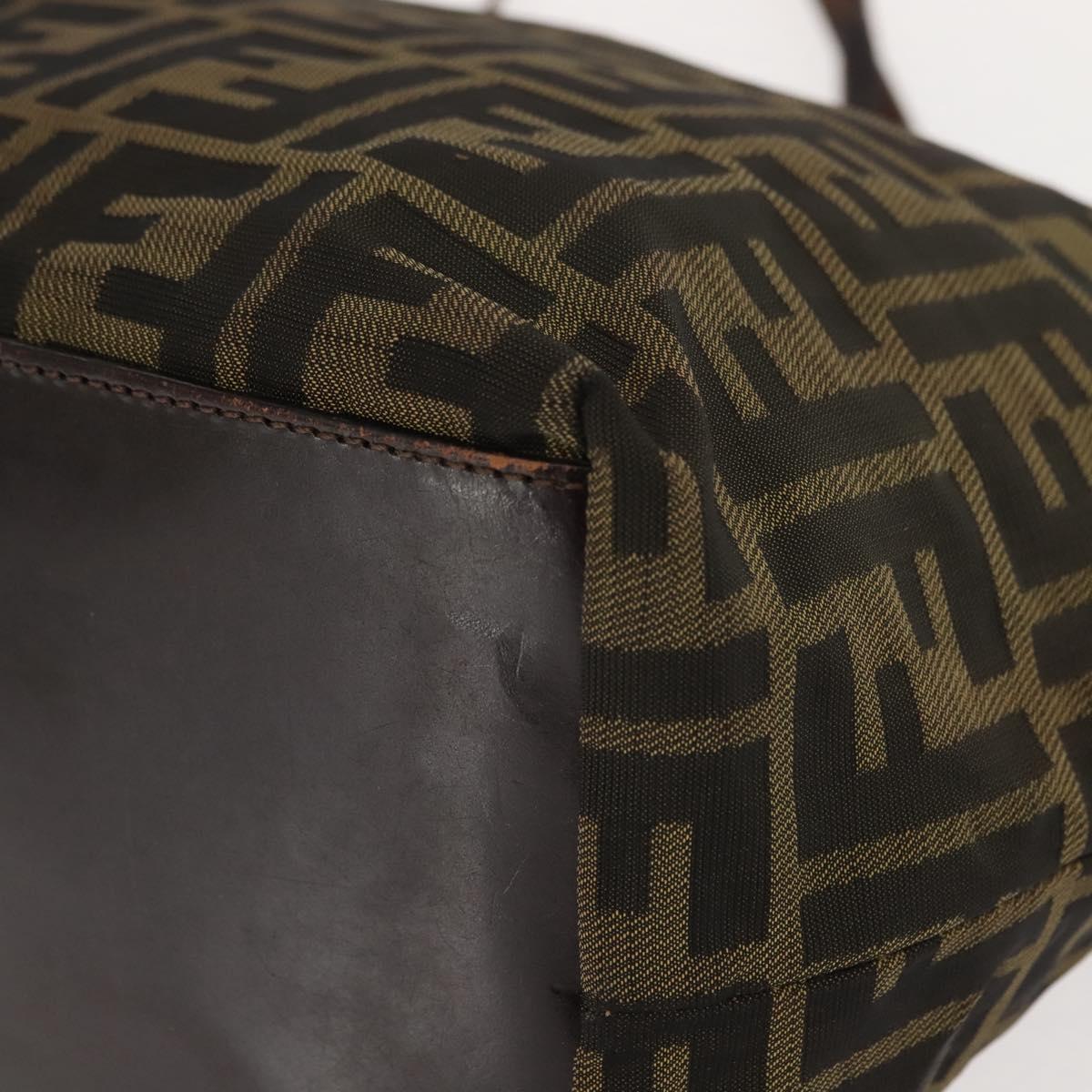 FENDI Zucca Canvas Tote Bag Black Brown Auth 150031