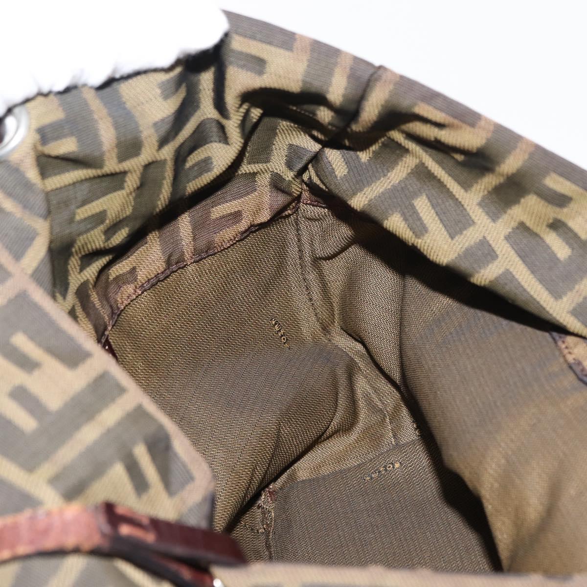 FENDI Zucca Canvas Tote Bag Black Brown Auth 150031