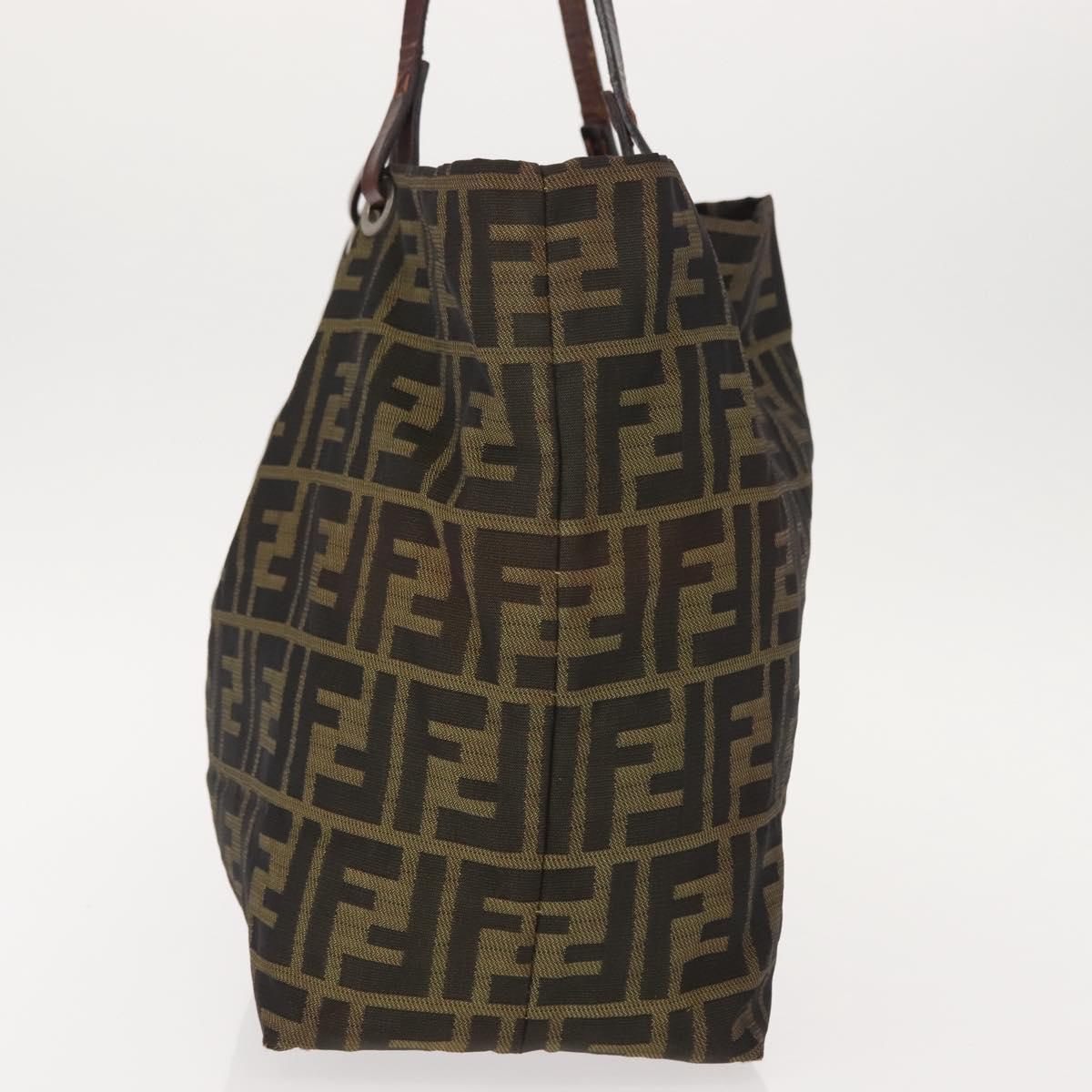 FENDI Zucca Canvas Tote Bag Black Brown Auth 150031
