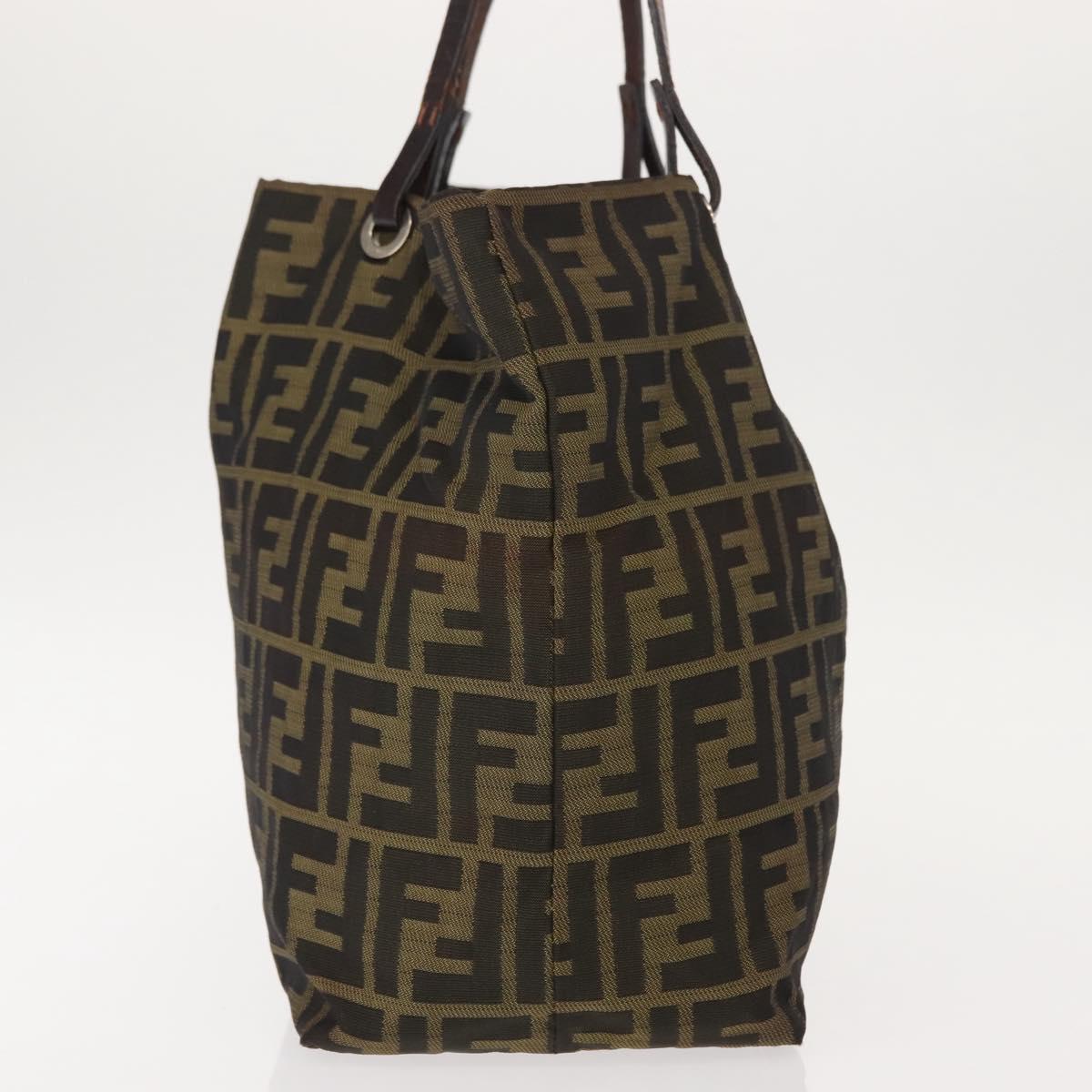 FENDI Zucca Canvas Tote Bag Black Brown Auth 150031