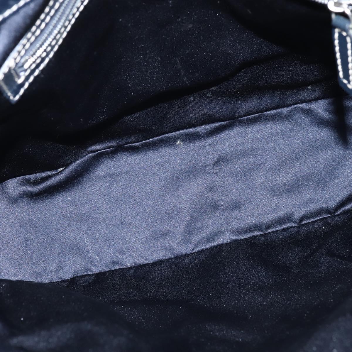 FENDI Zucchino Canvas Tote Bag Navy Silver Auth 150033