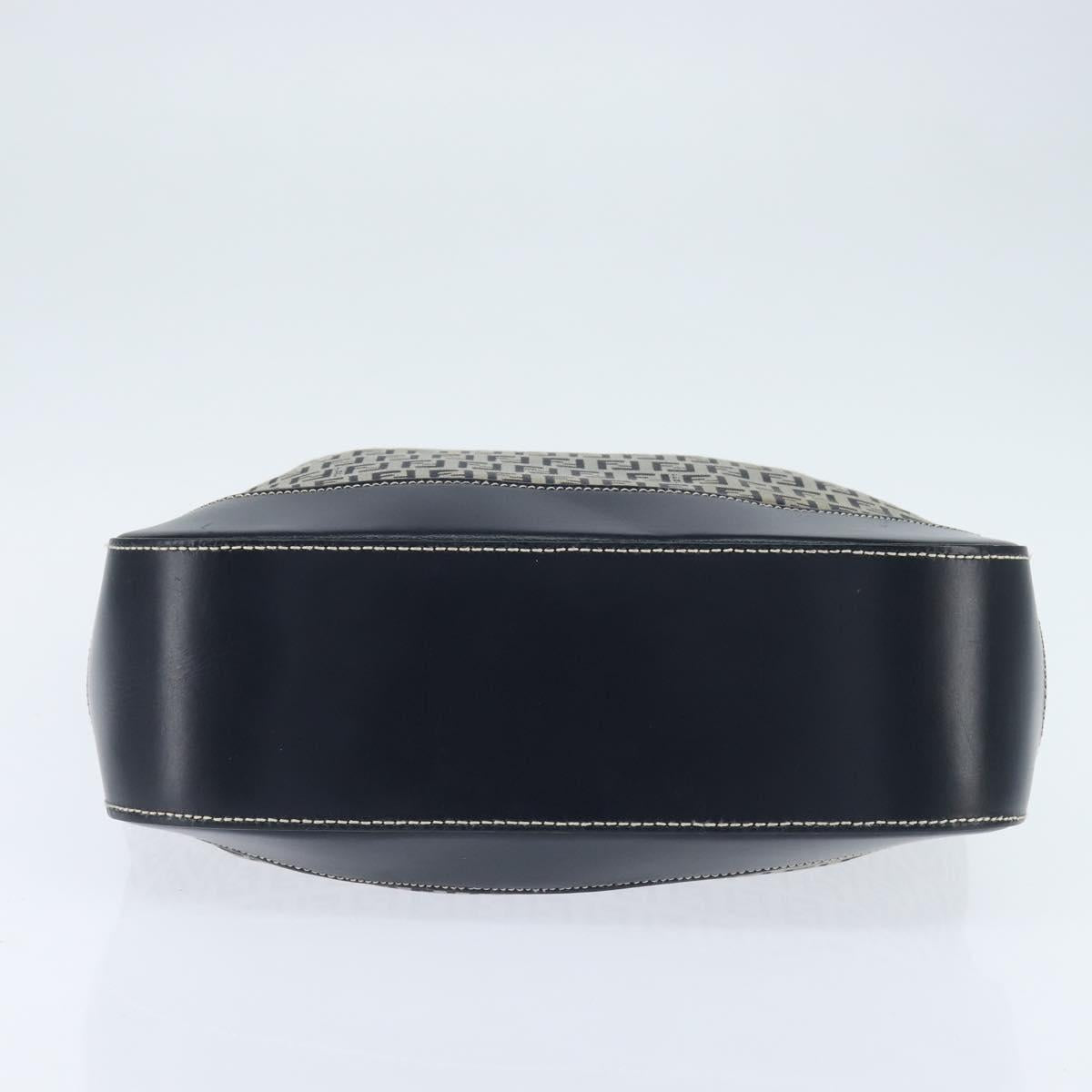 FENDI Zucchino Canvas Tote Bag Navy Silver Auth 150033