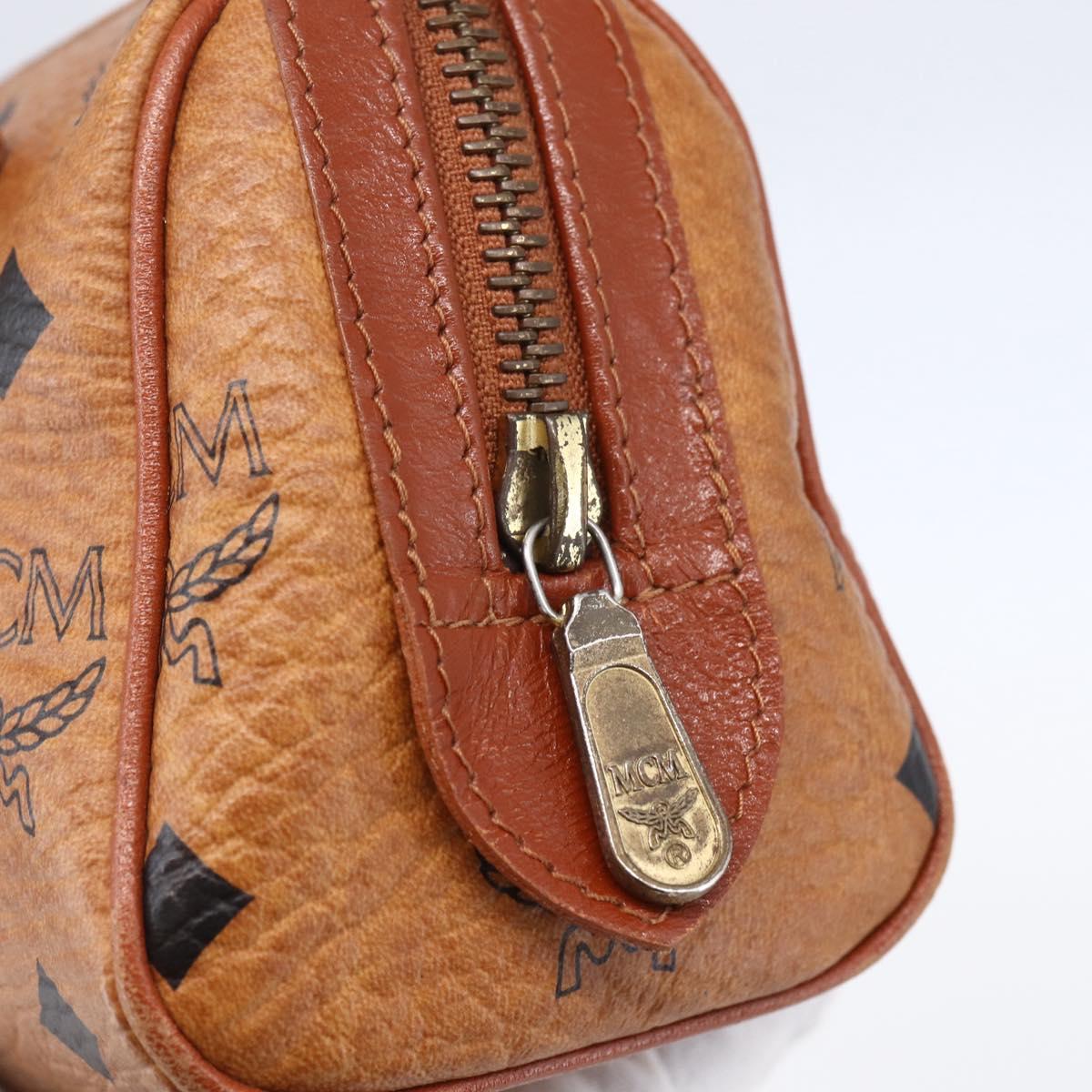 MCM Logogram Vicetos Mini Boston Bag PVC Leather 2way Brown Gold Auth 150034