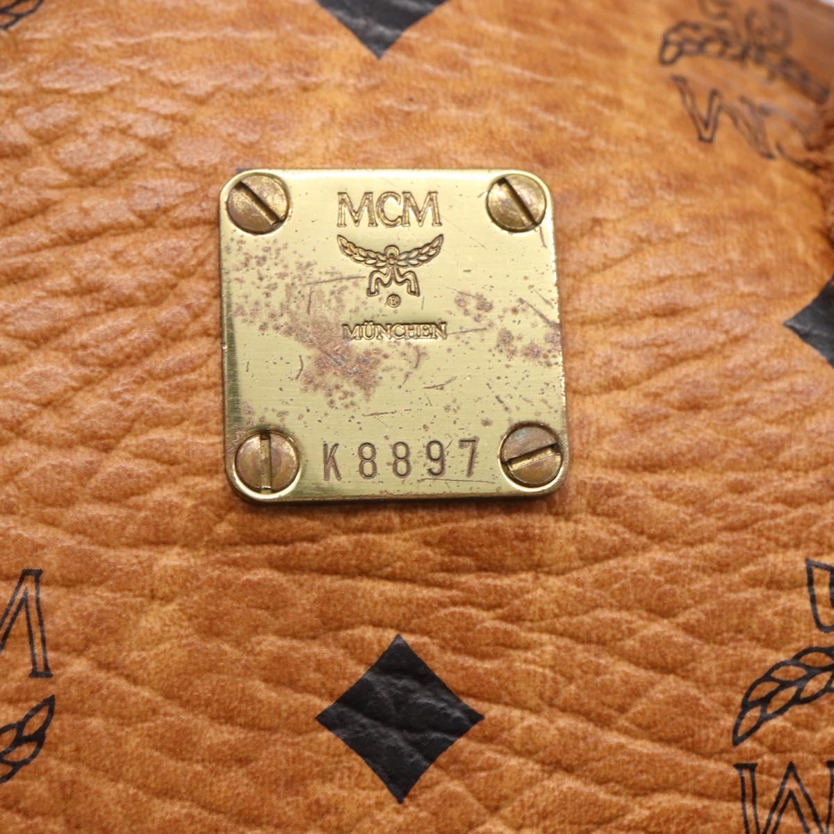 MCM Logogram Vicetos Mini Boston Bag PVC Leather 2way Brown Gold Auth 150034