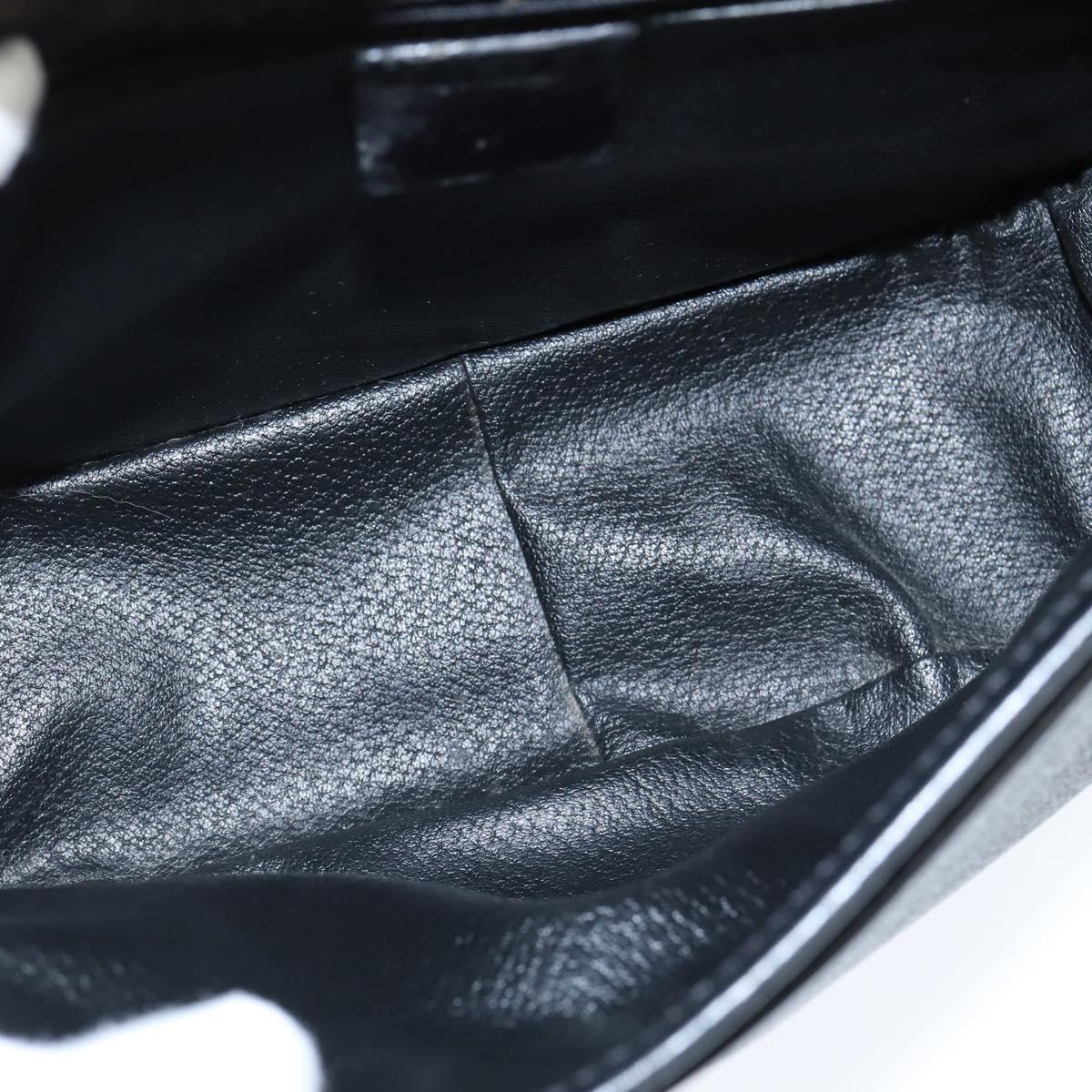 CELINE Macadam Canvas Shoulder Bag PVC Leather Black Gold Auth 150035